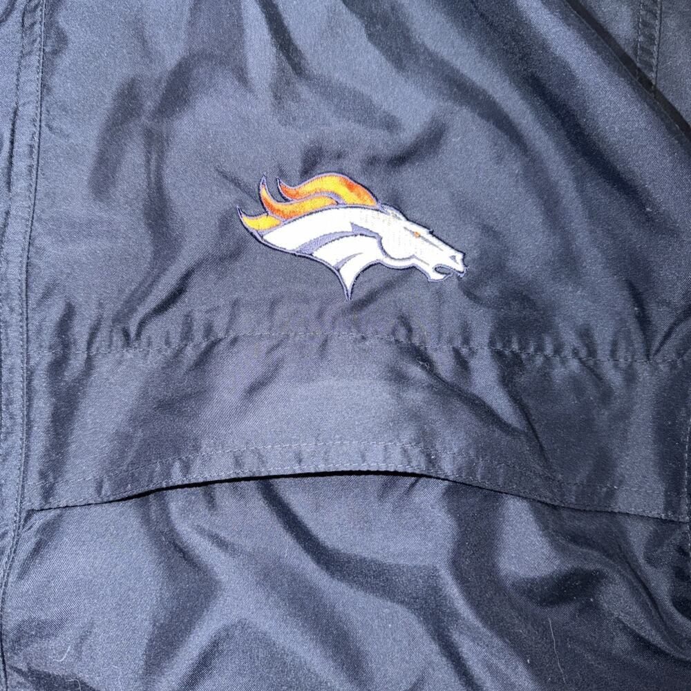 Denver Broncos NFL Jacket Blue Full Zip Logo Lined Size Large Hooded - Picture 2 of 6